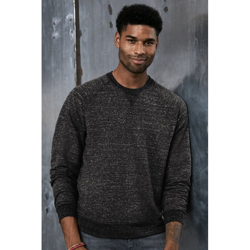 STRAYER JERZEES ® Snow Heather French Terry Raglan Crew-BLACK