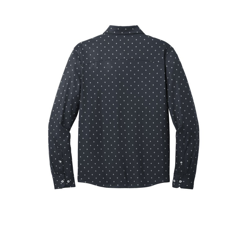 STRAYER Mercer+Mettle™ Stretch Jersey Long Sleeve Shirt - Navy Geo Diamond