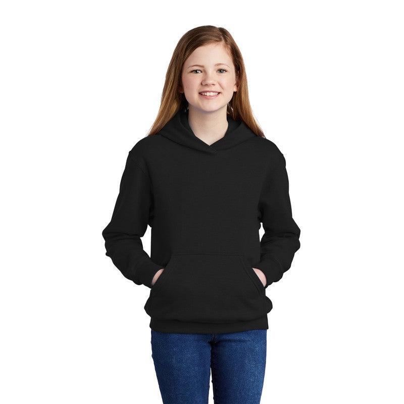 NEW STRAYER Port & Company® Youth Core Fleece Pullover Hooded Sweatshirt - BLACK