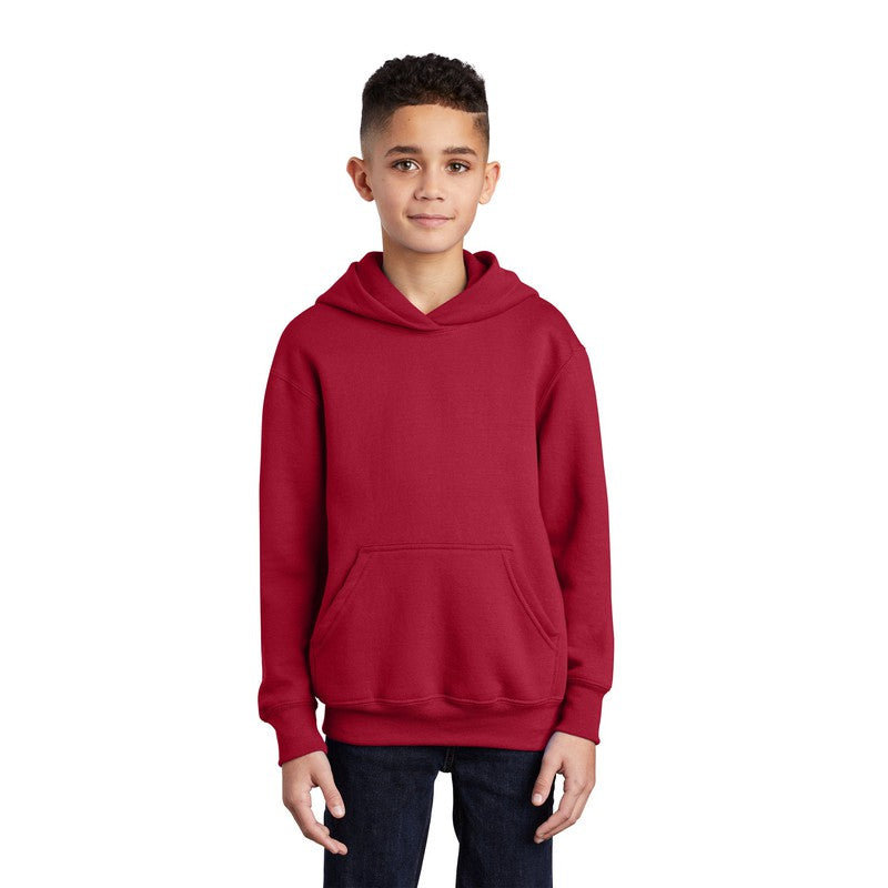 NEW STRAYER Port & Company® Youth Core Fleece Pullover Hooded Sweatshirt - RED