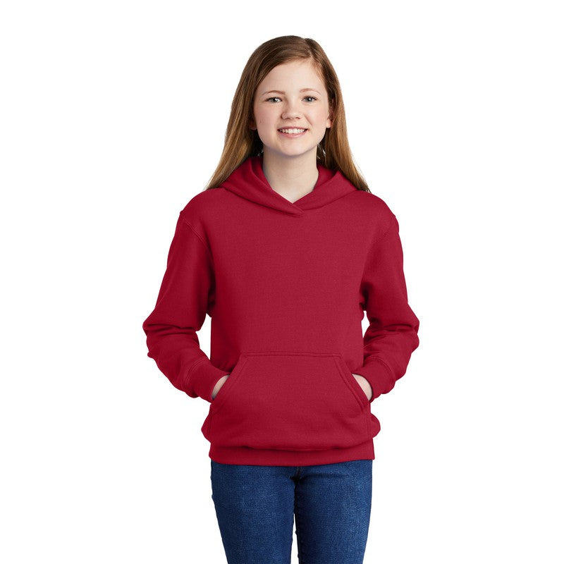 NEW STRAYER Port & Company® Youth Core Fleece Pullover Hooded Sweatshirt - RED