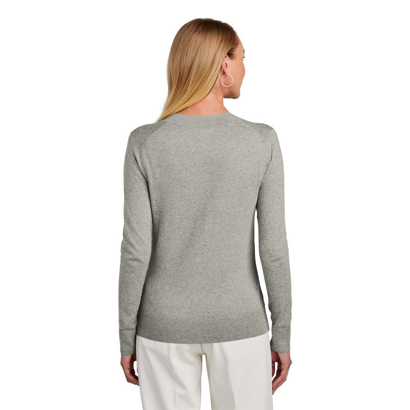 STRAYER Brooks Brothers® Women’s Cotton Stretch V-Neck Sweater - Light Shadow Grey Heather