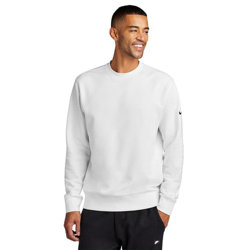 STRAYER HONORS - Nike Club Fleece Sleeve Swoosh Crew - White