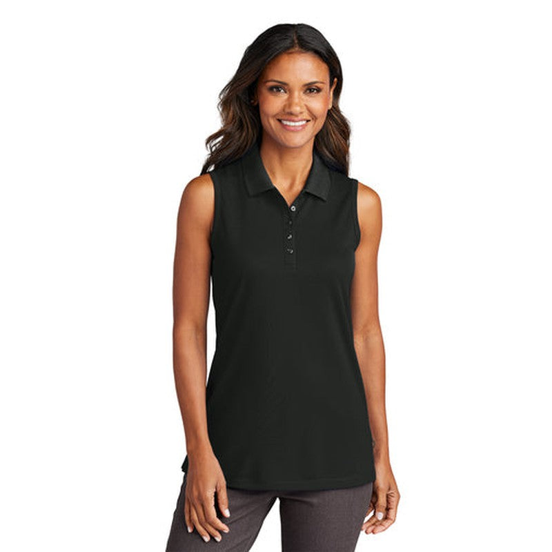 STRAYER ALUMNI - Port Authority® Ladies Dry Zone® UV Micro-Mesh Sleeveless Polo - Deep Black