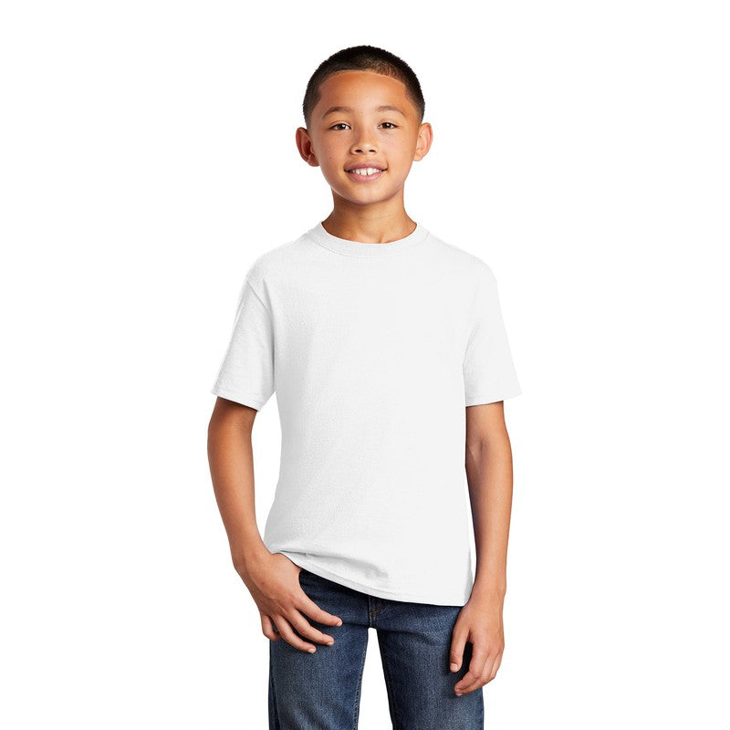 NEW STRAYER Port & Company® Youth Core Cotton Tee - White