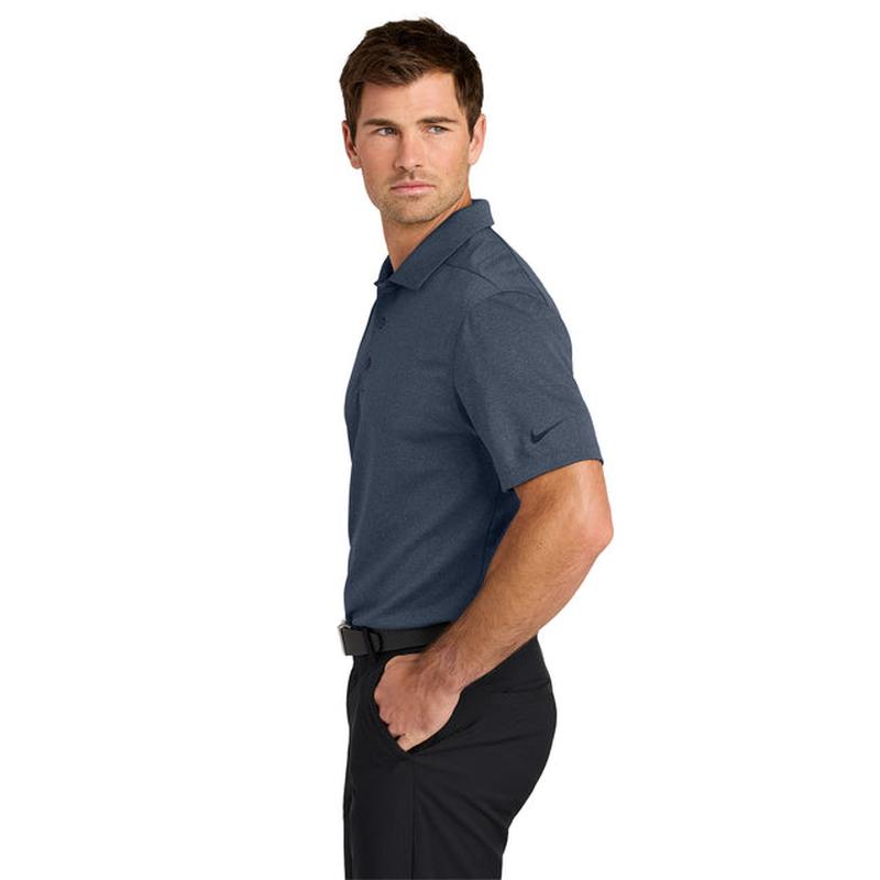 NEW STRAYER Nike Dri-FIT Smooth Heather Polo - Navy Heather