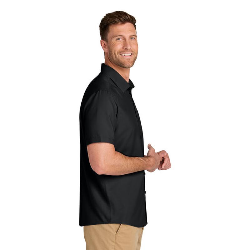NEW STRAYER Port Authority® Short Sleeve UV Dockside Shirt - Deep Black