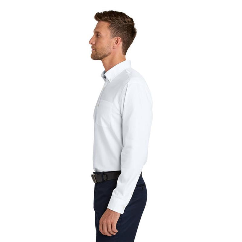 NEW STRAYER Port Authority® Long Sleeve Nailhead Easy Care Shirt - White