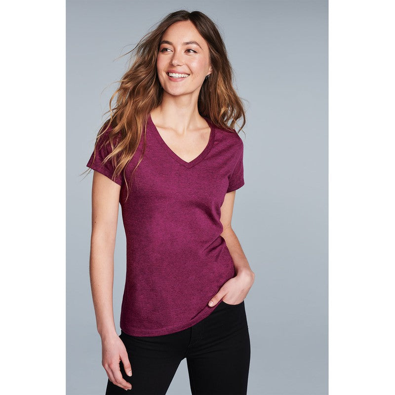 STRAYER District ® Women’s Perfect Blend ® V-Neck Tee-Raspberry Fleck