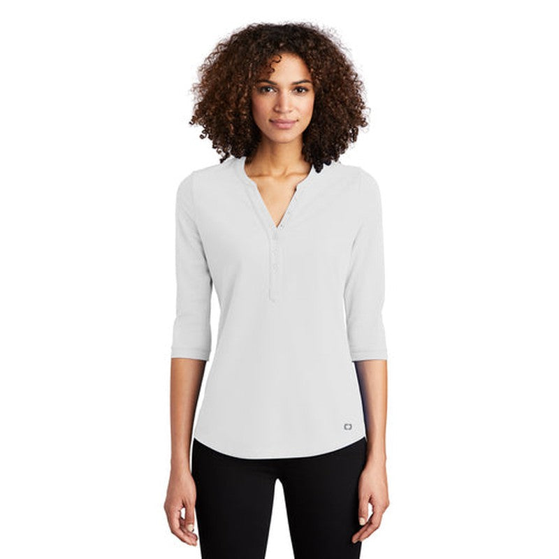 STRAYER HONORS - OGIO ® Ladies Jewel Henley - Bright White