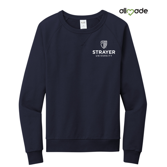 NEW STRAYER Allmade® Unisex Organic French Terry Crewneck Sweatshirt - Navy