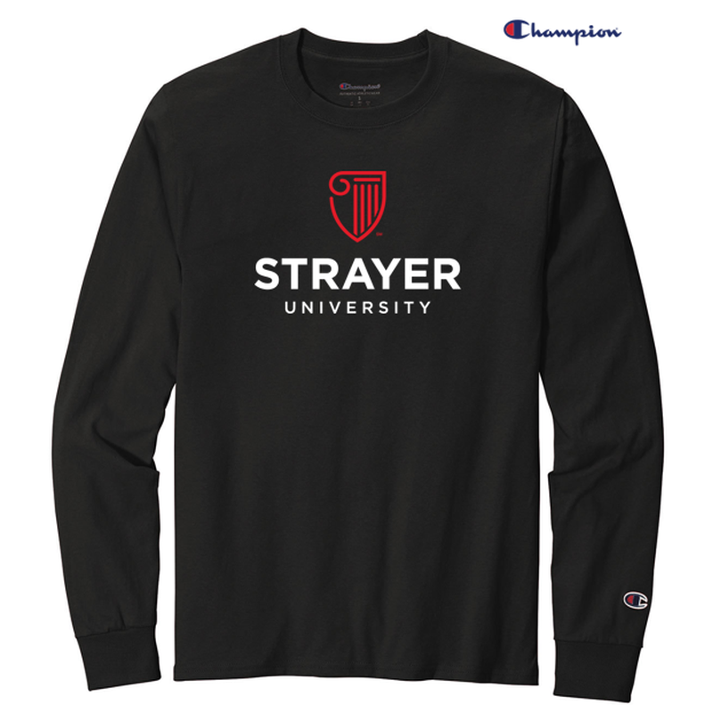 NEW STRAYER Champion Heritage 5.2 Oz. Jersey Long Sleeve Tee Black