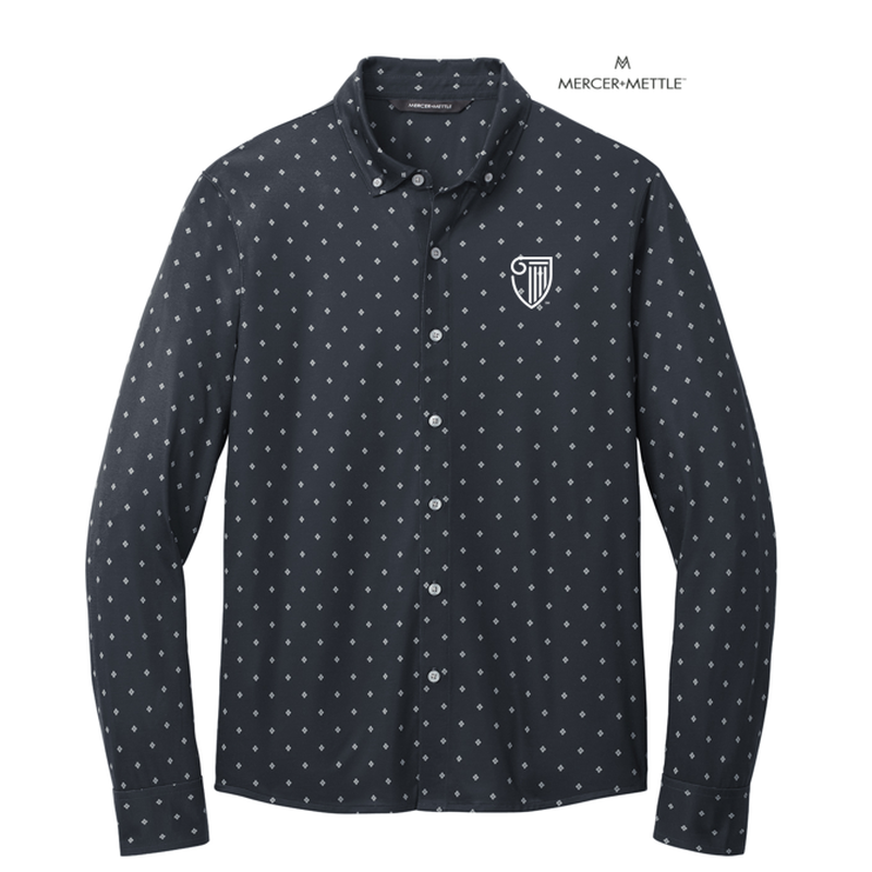 STRAYER Mercer+Mettle™ Stretch Jersey Long Sleeve Shirt - Navy Geo Diamond