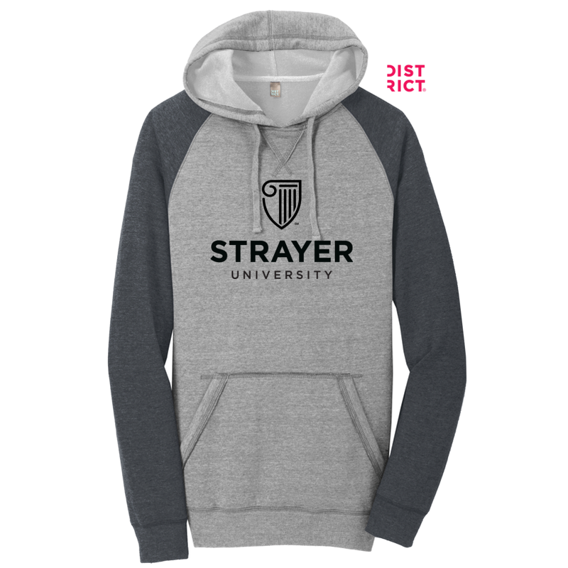 STRAYER District ® Lightweight Fleece Raglan Hoodie-Heathered Grey/ Heathered Charcoal