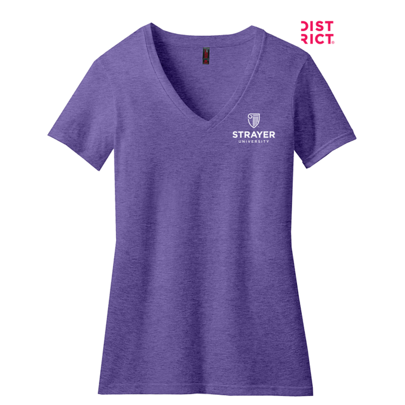 STRAYER District ® Women’s Perfect Blend ® V-Neck Tee-Heathered Purple