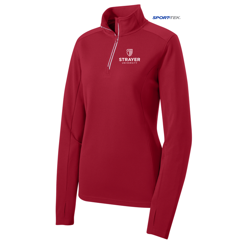 STRAYER Sport-Tek® Ladies Sport-Wick® Textured 1/4-Zip Pullover-RED