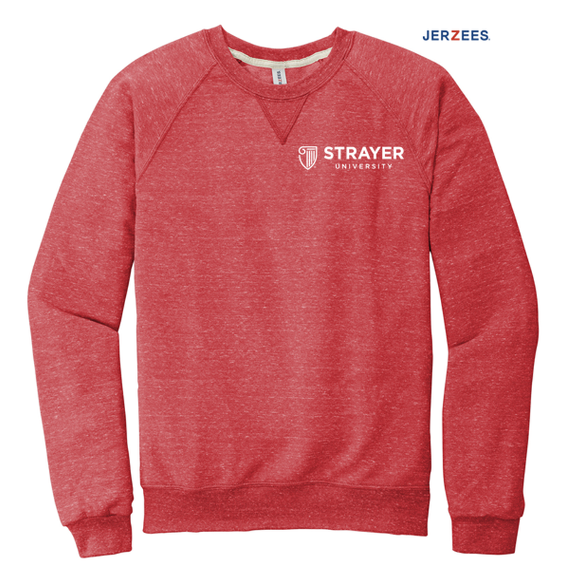 STRAYER JERZEES ® Snow Heather French Terry Raglan Crew-RED