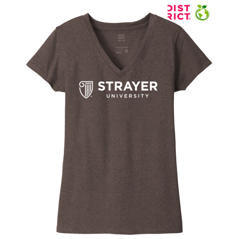 STRAYER District ® Women’s Re-Tee ® V-Neck - Deep Brown Heather