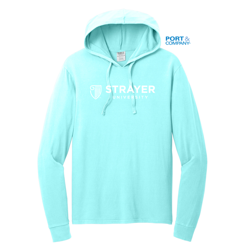 STRAYER Port & Company® Beach Wash® Garment-Dyed Pullover Hooded Tee - Glacier