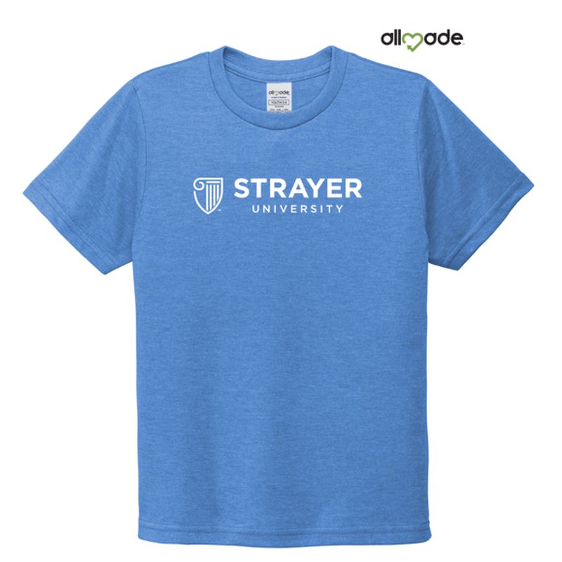 NEW STRAYER Allmade® Youth Tri-Blend Tee -  Azure Blue