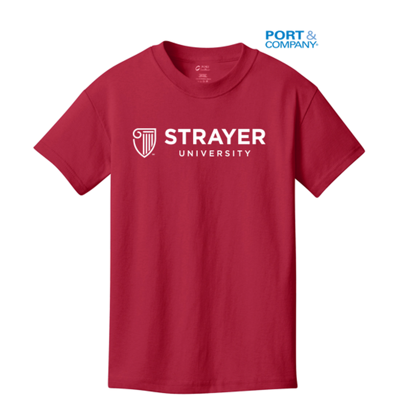 NEW STRAYER Port & Company® Youth Core Cotton Tee - RED