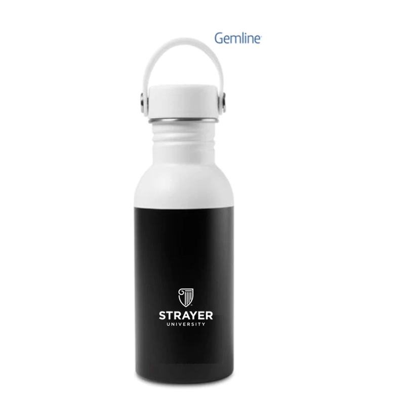 NEW STRAYER GEMLINE Arlo Stainless Steel Hydration Bottle - 17 Oz. White/Black