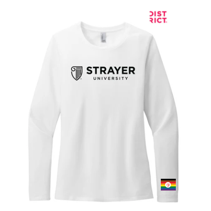 STRAYER District® Women’s Perfect Blend® CVC Long Sleeve Tee - White (Copy)