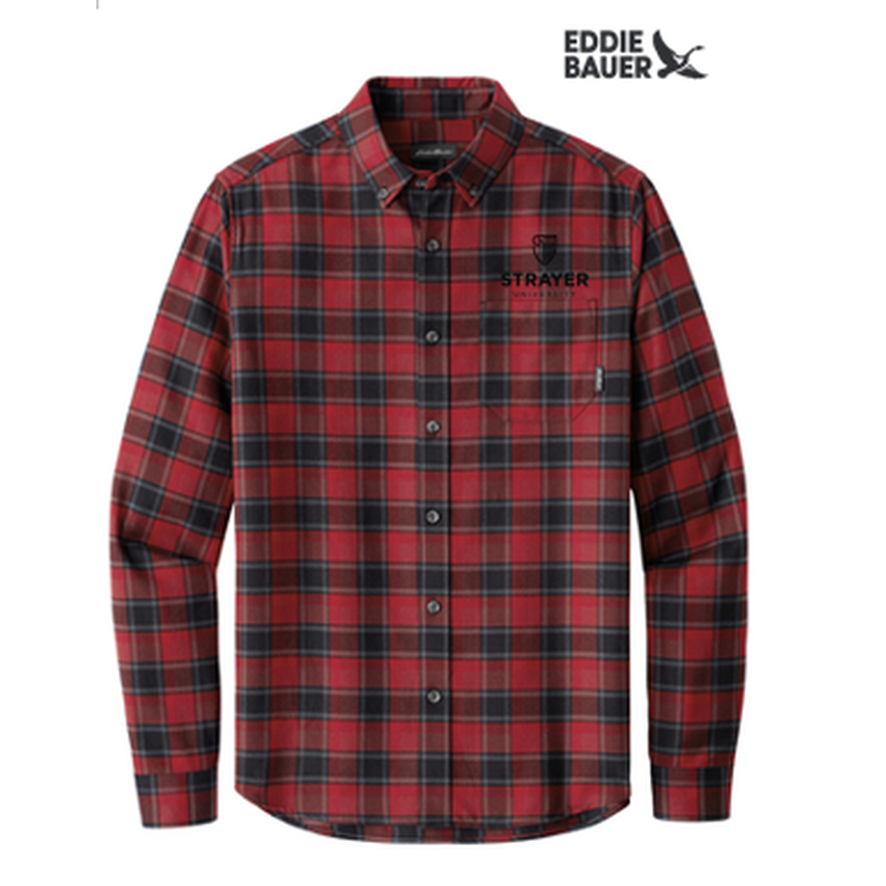 STRAYER - Eddie Bauer® Long Sleeve Favorite Flannel Plaid Shirt - Red Highland Plaid