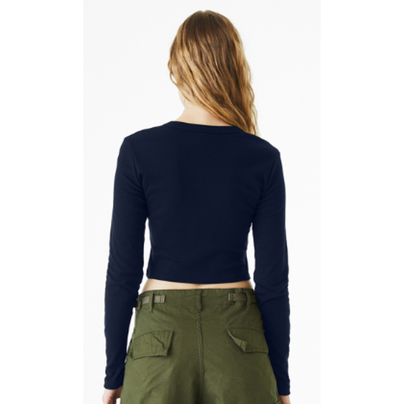 NEW Strayer BELLA+CANVAS® Women’s Micro Rib Long Sleeve Baby Tee - Navy