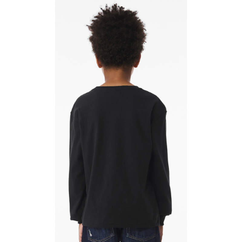 NEW Strayer BELLA+CANVAS® Youth 6-Ounce Heavyweight Long Sleeve Tee - Vintage Black