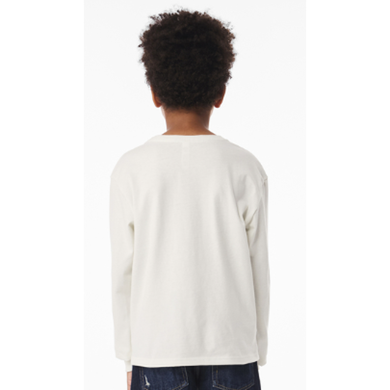 NEW Strayer BELLA+CANVAS® Youth 6-Ounce Heavyweight Long Sleeve Tee - Vintage White