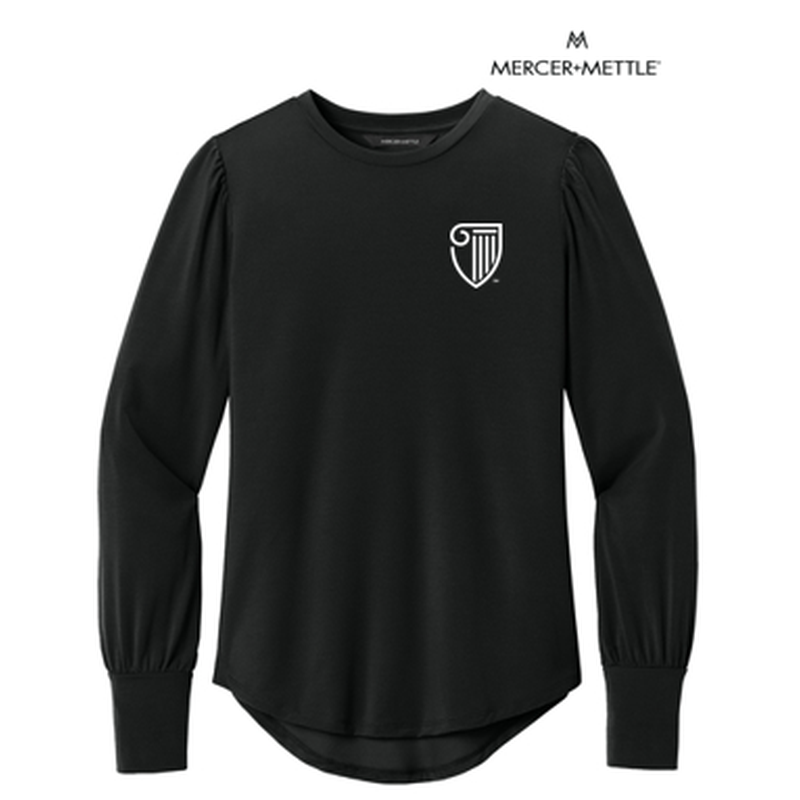 NEW STRAYER Mercer+Mettle® Women’s Stretch Jersey Long Sleeve Blouson Top - Deep Black