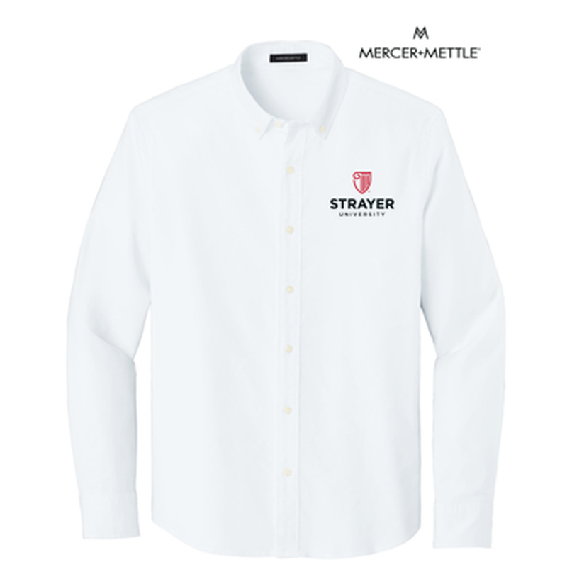 NEW STRAYER Mercer+Mettle® Long Sleeve Modern Oxford Shirt (3.5-in logo) - White