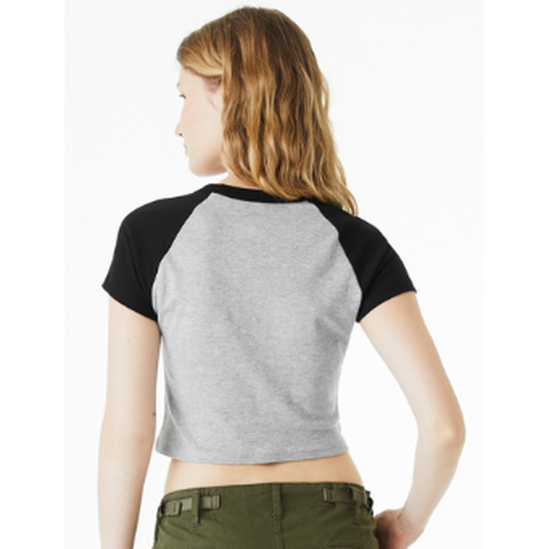 NEW Strayer BELLA+CANVAS® Women’s Micro Rib Raglan Baby Tee - Athletic Heather/Black