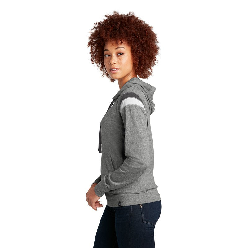 New Era ® Ladies Heritage Blend Varsity Hoodie-Shadow Grey Heather/ Graphite/ White