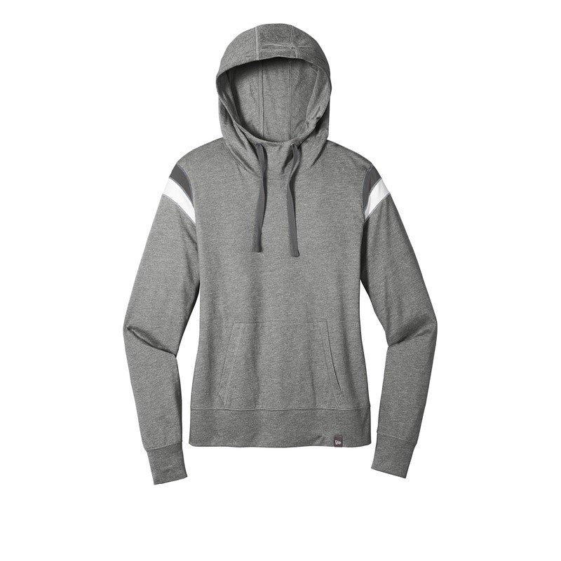 New Era ® Ladies Heritage Blend Varsity Hoodie-Shadow Grey Heather/ Graphite/ White