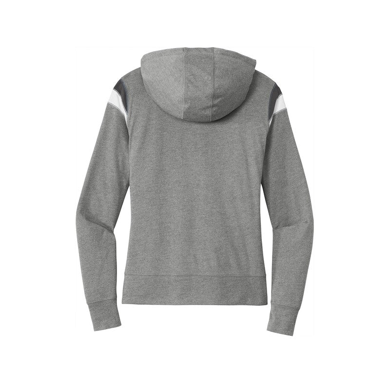 New Era ® Ladies Heritage Blend Varsity Hoodie-Shadow Grey Heather/ Graphite/ White