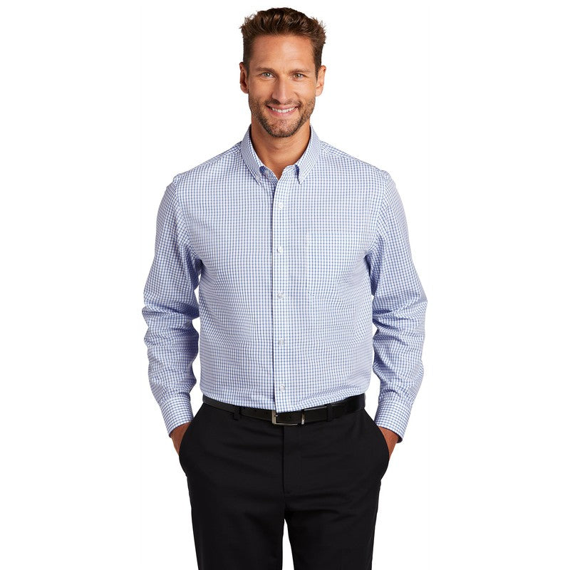 Red House ® Open Ground Check Non-Iron Shirt-Medium Blue/ White