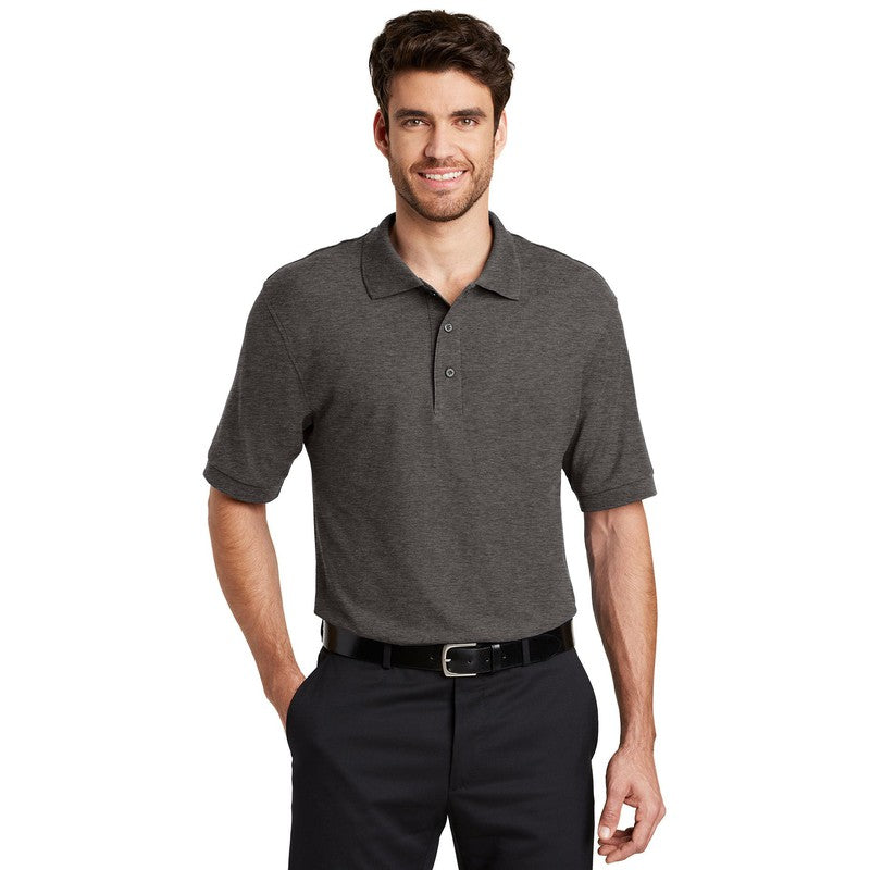 Port Authority® Silk Touch™ Polo-Charcoal Heather Grey