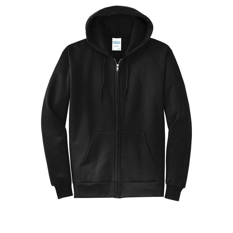 STRAYER Port & Company® Core Fleece Full-Zip Hooded Sweatshirt-Black