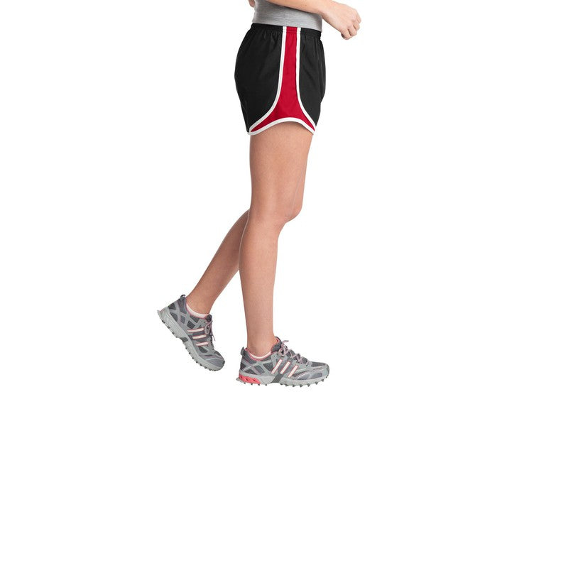 STRAYER Sport-Tek® Ladies Cadence Short-BLACK/RED
