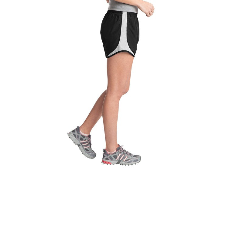 STRAYER Sport-Tek® Ladies Cadence Short-BLACK/WHITE