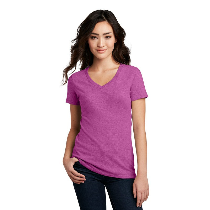 District ® Women’s Perfect Blend ® V-Neck Tee-Heathered Pink Raspberry
