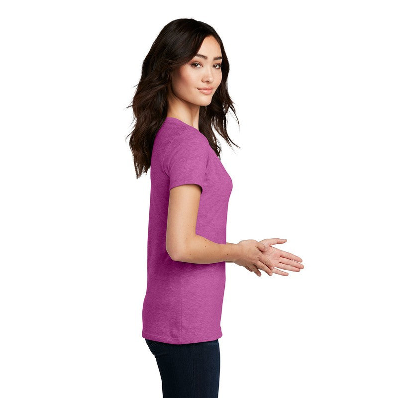 District ® Women’s Perfect Blend ® V-Neck Tee-Heathered Pink Raspberry