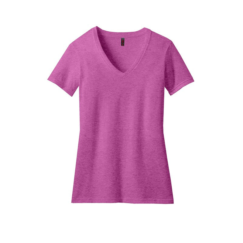 District ® Women’s Perfect Blend ® V-Neck Tee-Heathered Pink Raspberry