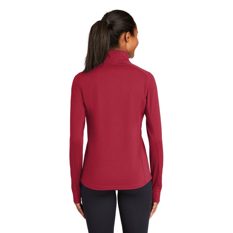 STRAYER Sport-Tek® Ladies Sport-Wick® Textured 1/4-Zip Pullover-RED