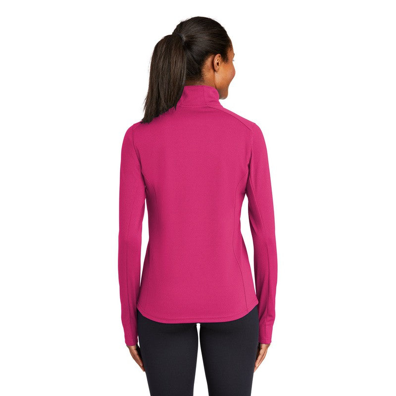 Sport-Tek® Ladies Sport-Wick® Textured 1/4-Zip Pullover-PINK