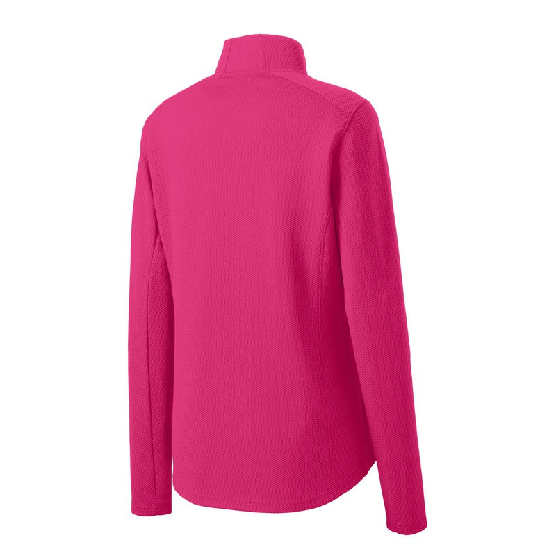 Sport-Tek® Ladies Sport-Wick® Textured 1/4-Zip Pullover-PINK