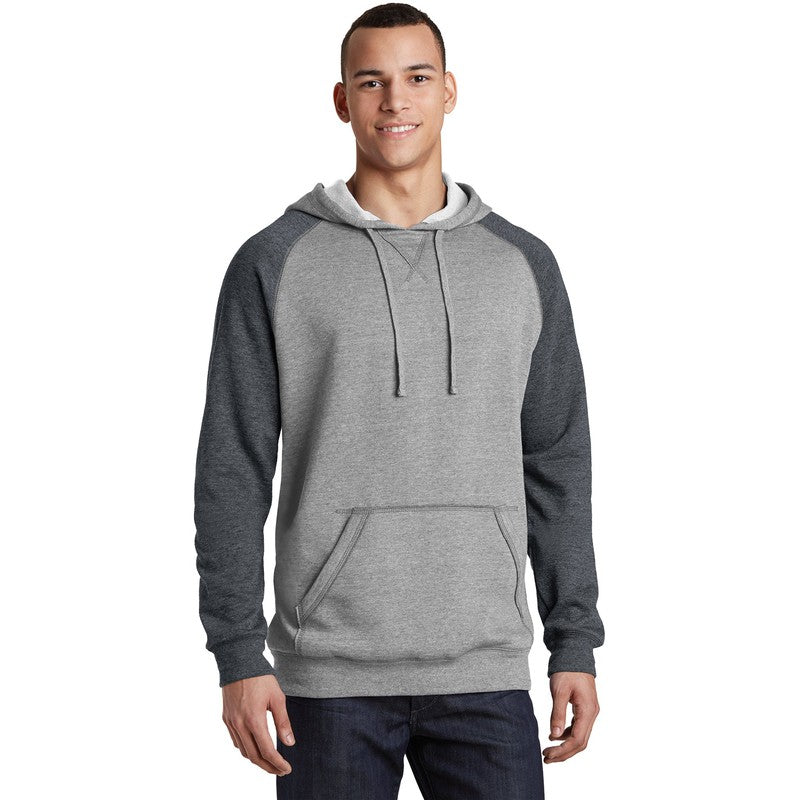 STRAYER District ® Lightweight Fleece Raglan Hoodie-Heathered Grey/ Heathered Charcoal