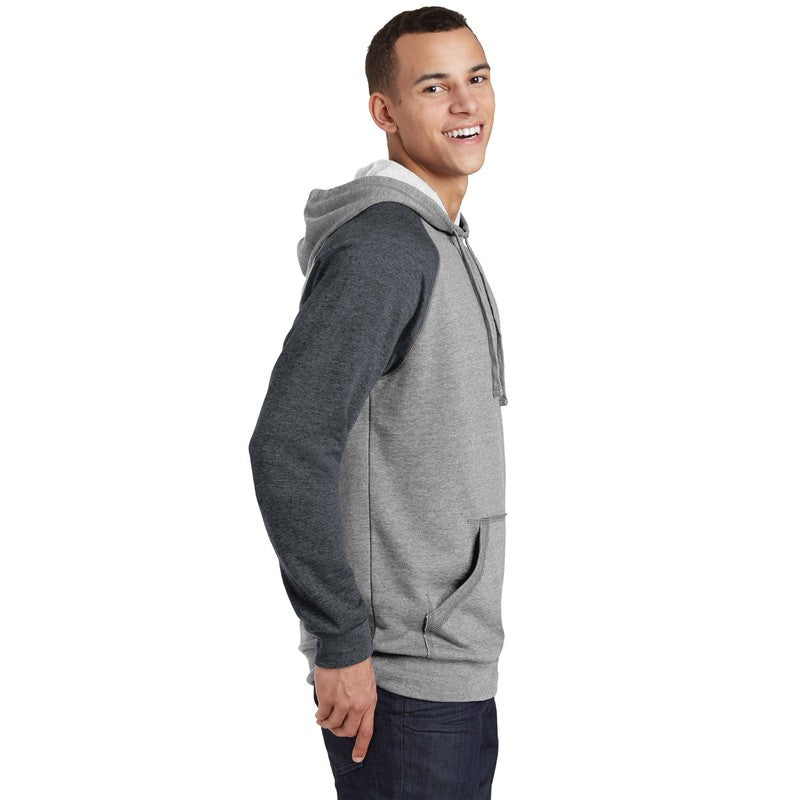 STRAYER District ® Lightweight Fleece Raglan Hoodie-Heathered Grey/ Heathered Charcoal